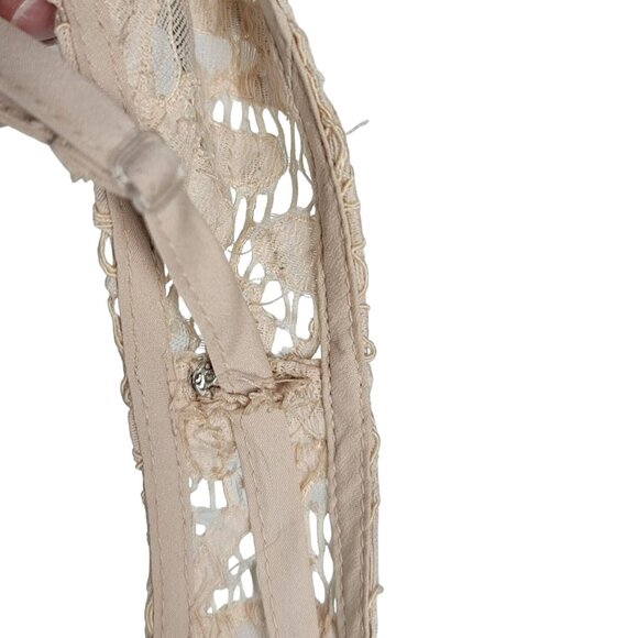 Free People Shine On Mini Dress Brown Nude Small Bead Lace Sleeveless Cocktail - Picture 4 of 13